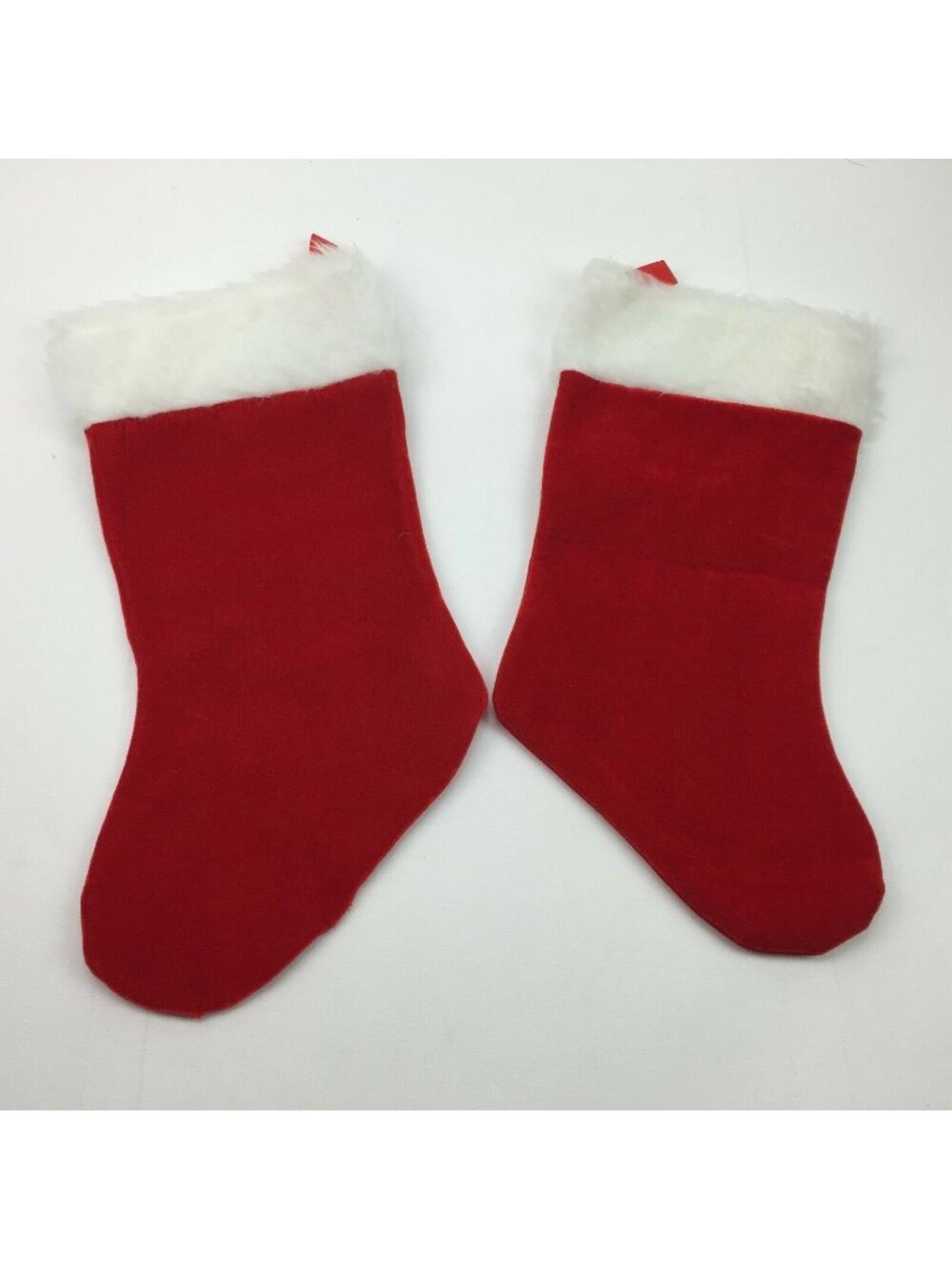 Pair Of Red Christmas Stockings With White Faux Fur Cuff - 16" Tall - Holiday De